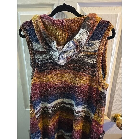 Rain + Rose Sleeveless Hooded Long Boho Cardigan Sweater. Wool Blend. Size Small - Picture 10 of 12